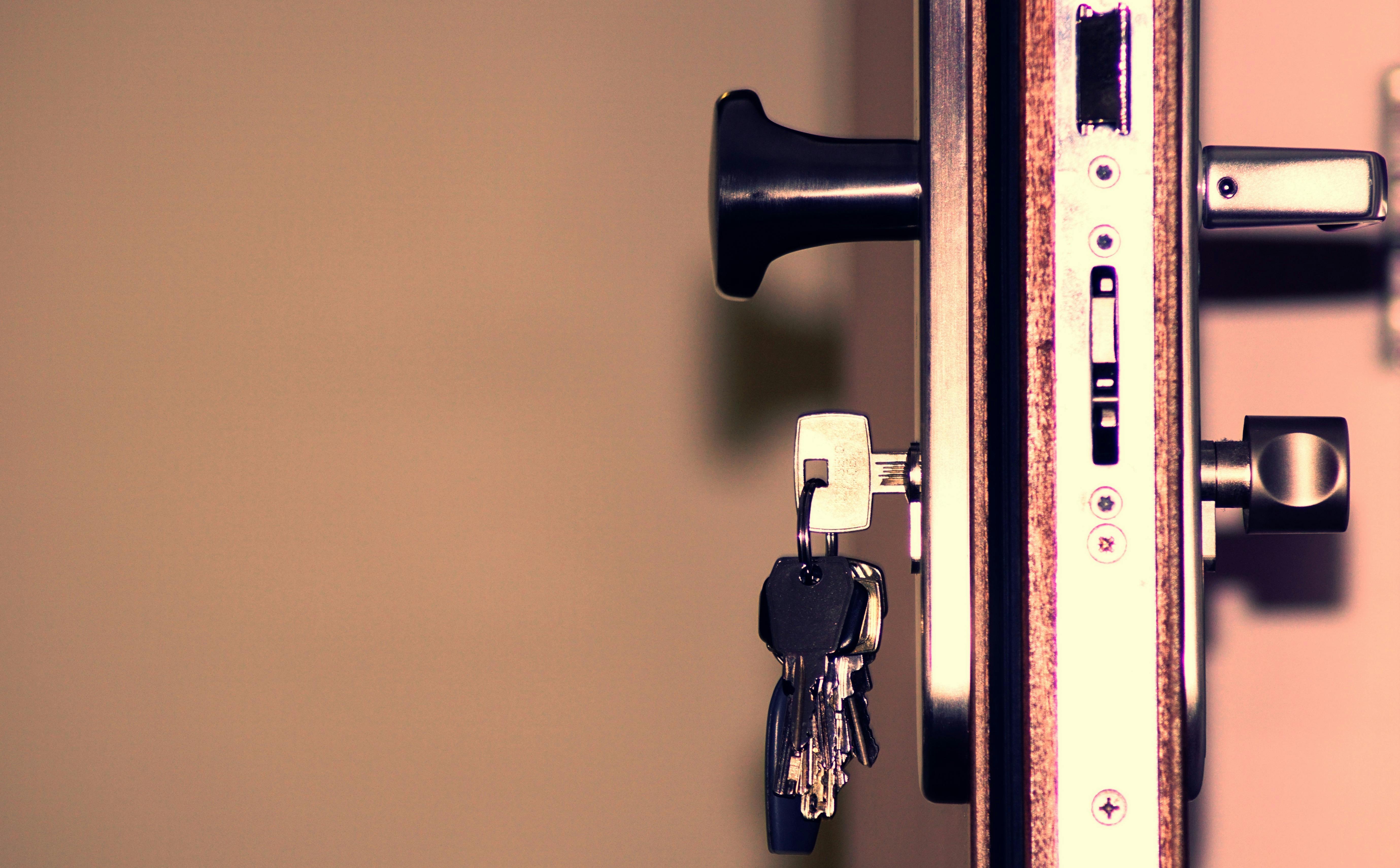 Modern door lock mechanism with keys